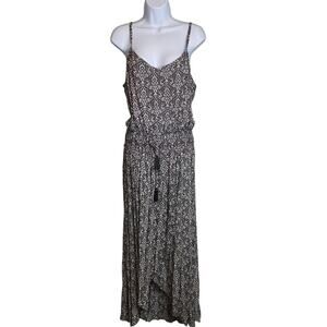 Tiare Hawaii Women's Black Floral Spaghetti Strap Maxi Dress One Size Boho